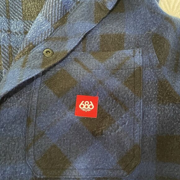 686‎ Smarty Men’s Blue Black Fleece Shacket Size S - Picture 5 of 11